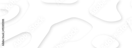 Vector abstract white paper cut banner. Geometric layered curve line white vector background. White waves decorative papercut design.
