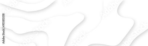 Abstract White 3d origami or cut paper topographic background illustration. White paper cut decoration textured with wavy layers 3d topography relief background.	
