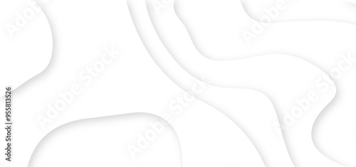 Abstract White 3d origami or cut paper topographic background illustration. White paper cut decoration textured with wavy layers 3d topography relief background.	
