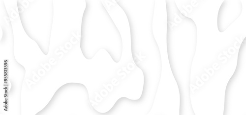 Abstract White 3d origami or cut paper topographic background illustration. White paper cut decoration textured with wavy layers 3d topography relief background.	
