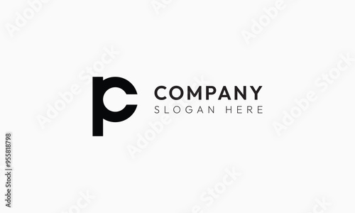 Initials P and C monogram vector logo 