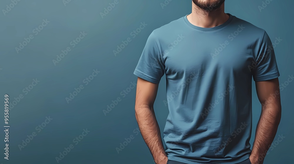 modern blue short sleeve t-shirt slimfit mockup with front views isolated clean white background modern blue short sleeve t-shirt slimfit mockup with front views isolated clean white background