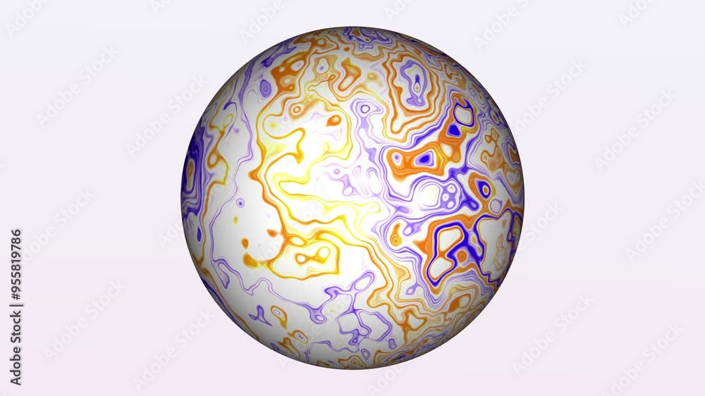white yellow blue color texture, oil paint texture ball background moving and rotating. abstract