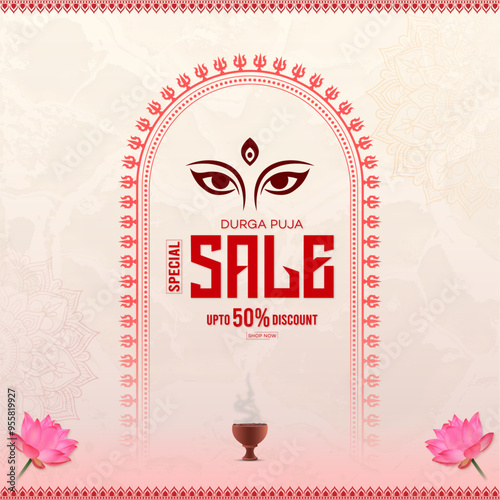 Durga Puja Poster, Happy, Durga, Puja, Sale, Poster, Print, Design, Subha Saradiya, Subho, Vijaya, Navami, Vijayadashami, Durga Puja Sale, typography, Poster, Offer, Tag, calligraphy, text, 