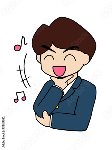 笑顔ではにかむ七三分けの会社員　カラー（Affinity Designer版）

