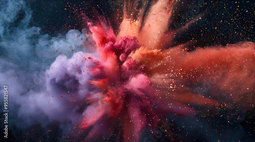 background with space, Abstract colored dust explosion on a black background. abstract powder splatted background, Freeze motion of color powder exploding/throwing color powder, multicolored glitter 