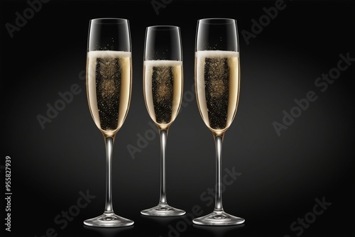 Celebration with champagne glasses on dark background