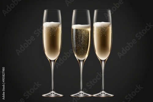 Celebration with champagne glasses on dark background