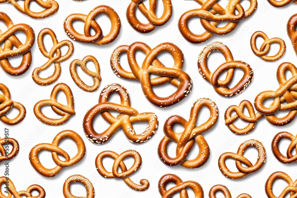 a seamless pattern of pretzels on a white background with isolated food, creating a tasty and delicious bakery-themed design a seamless pattern of pretzels on a white background with isolated food, creating a tasty and delicious bakery-themed design