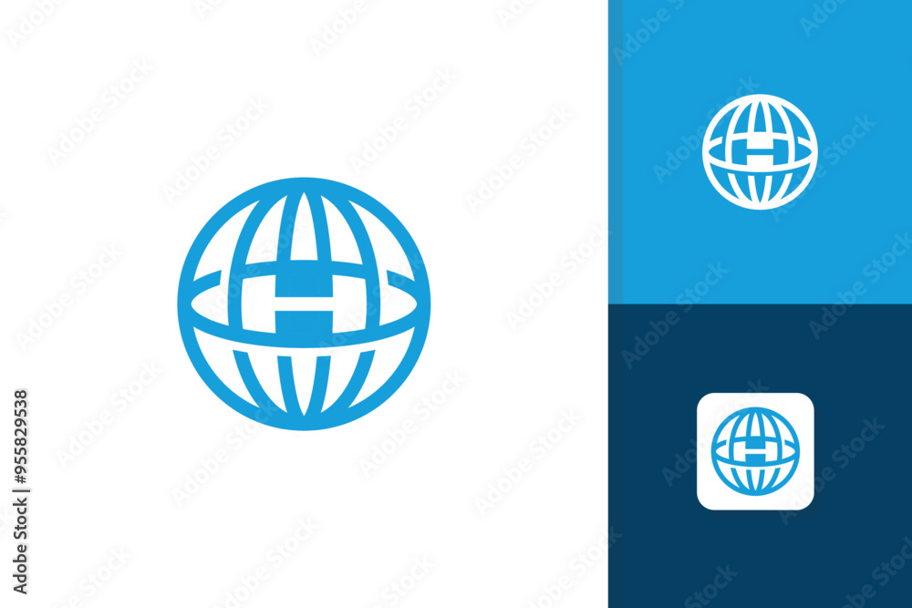 globe logo with initial letter h icon vector template globe logo with initial letter h icon vector template