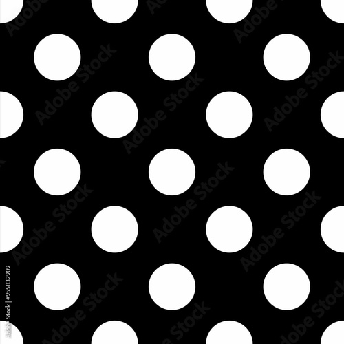 Black and white polka dot pattern with large dots. A bold, classic, and versatile design for fashion, packaging, stationery, graphic design, and home decor.