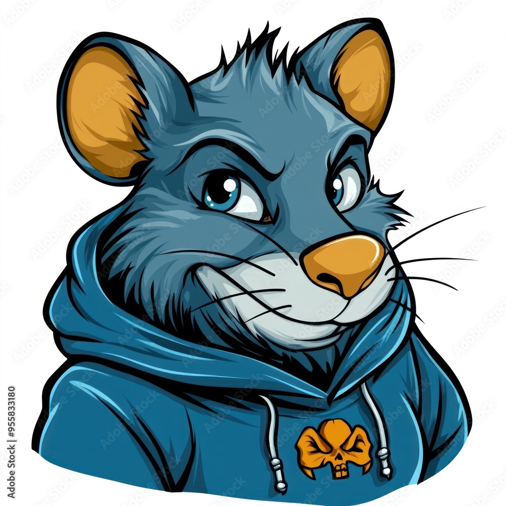 Obraz premium Cool Rat in a Blue Hoodie