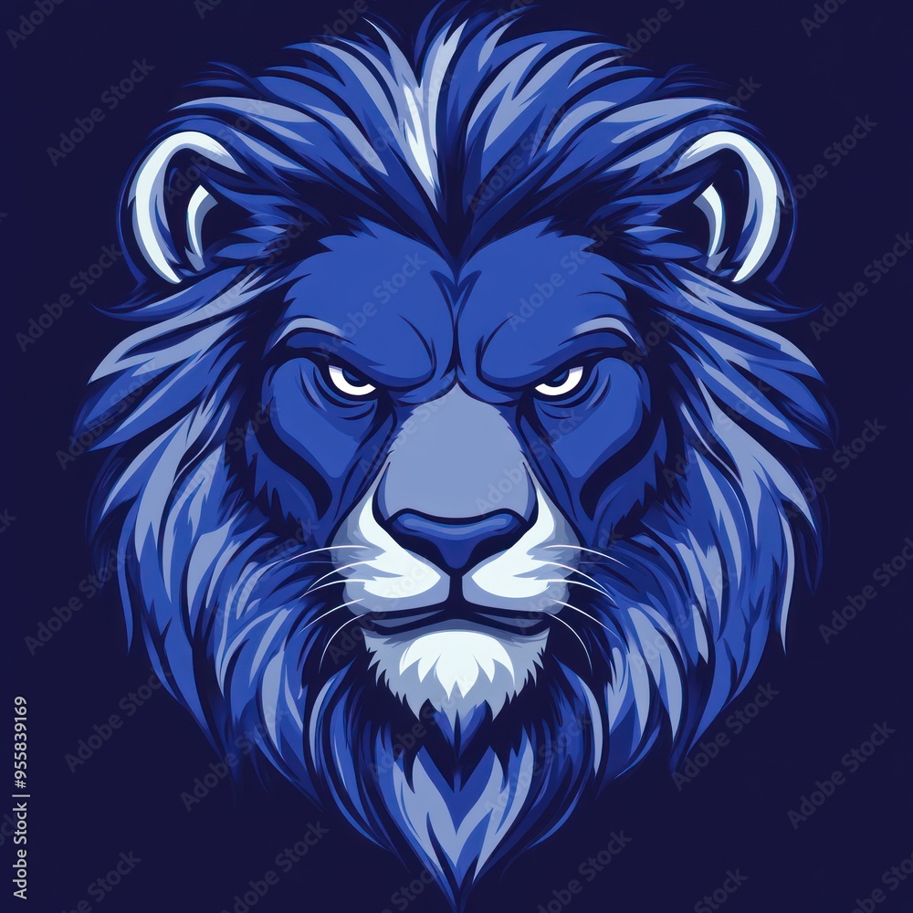 Obraz premium Blue Lion Head Illustration