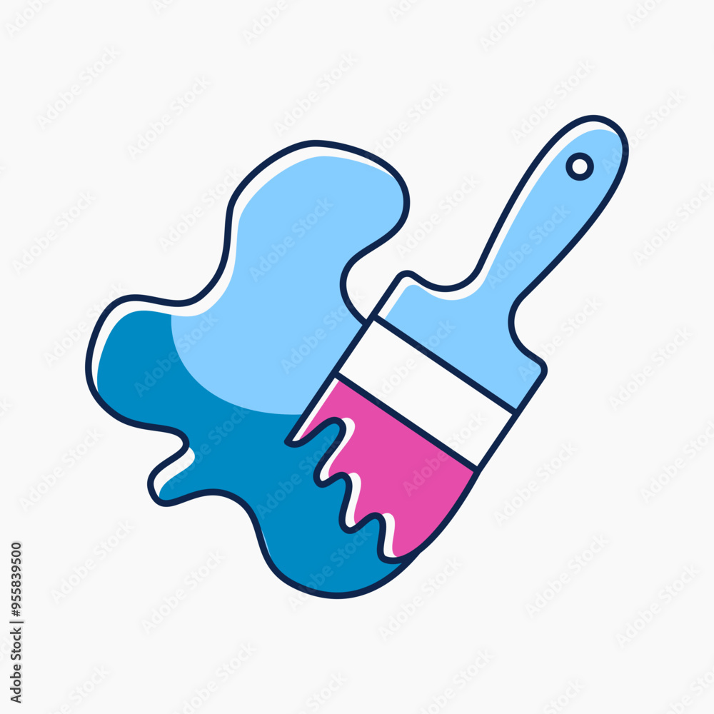 brush icon with flat style