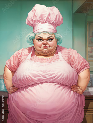 The School Cafeteria Lunch Lady In Pink