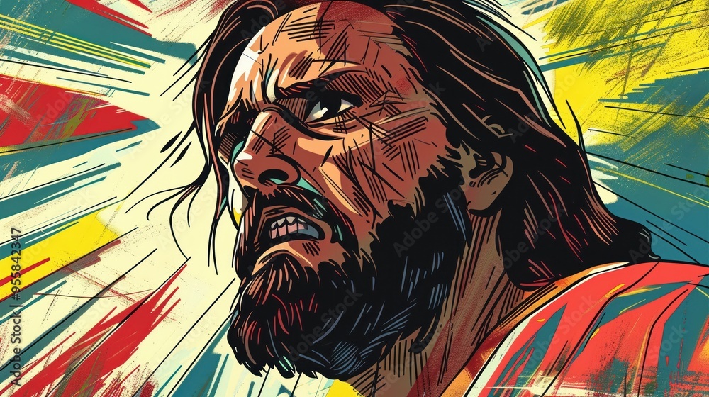 Jesus parables illustrated in a modern comic book style vibrant colors Jesus parables illustrated in a modern comic book style vibrant colors