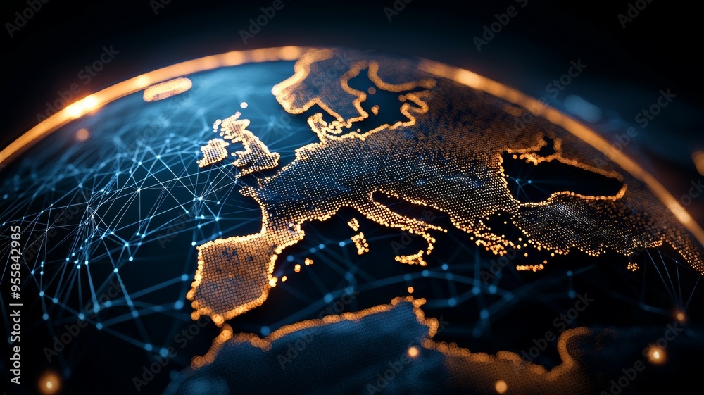 A globe with a network of lines connecting it A globe with a network of lines connecting it