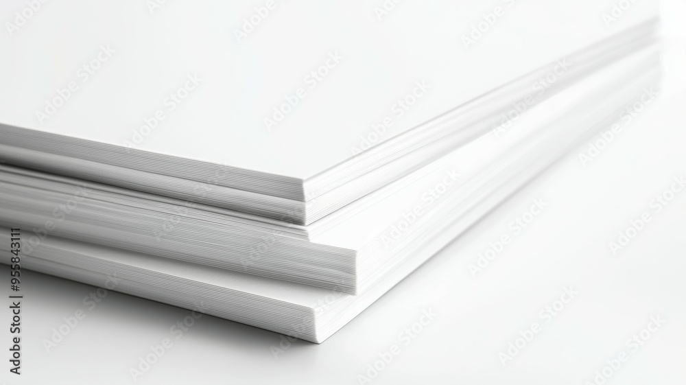 Three white sheets of paper stacked on top of each other Three white sheets of paper stacked on top of each other