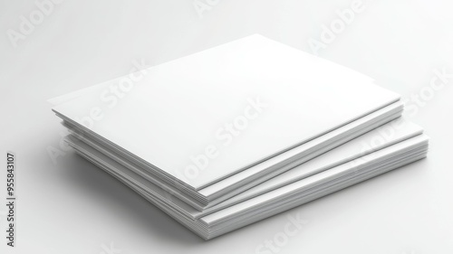 A stack of white papers with a white background