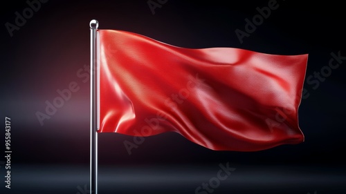 A red flag is blowing in the wind photo