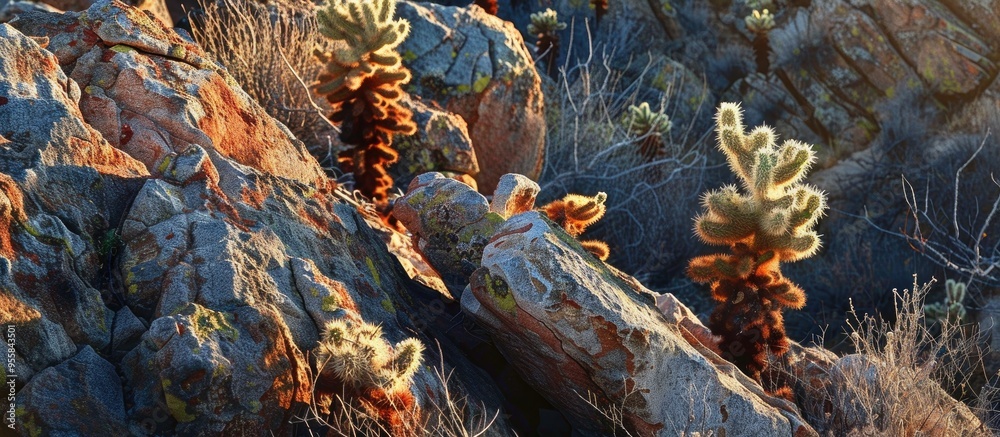 Fototapeta premium Cholla Cactus In The Rocks