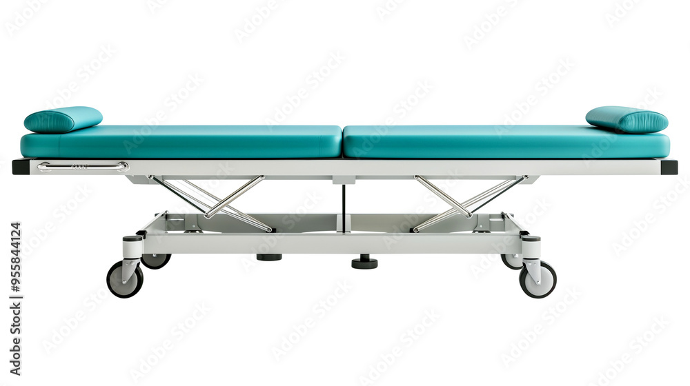 Hospital resting Bench stretcher isolated on transparent white background, clipping path Hospital resting Bench stretcher isolated on transparent white background, clipping path