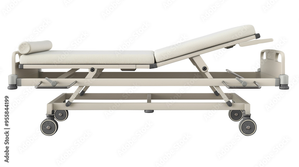 Hospital resting Bench stretcher isolated on transparent white background, clipping path