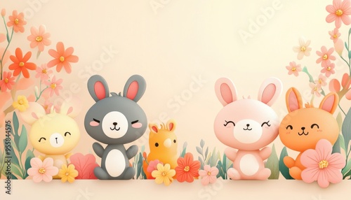 Cartoonish style, soft pastel palette, simple yet charming characters