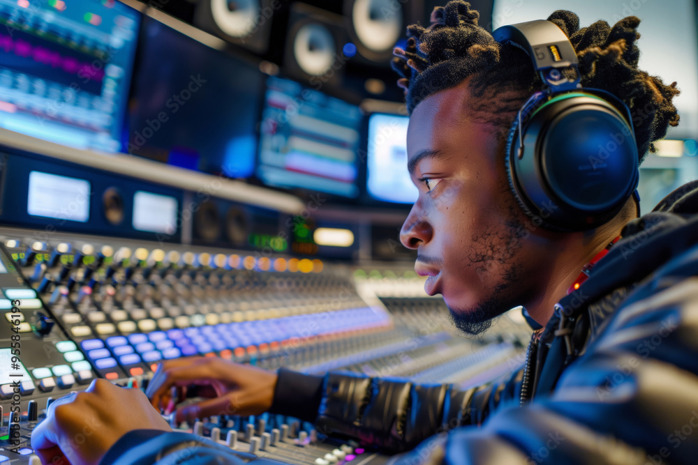 Music Producer Working in State-of-the-Art Studio Music Producer Working in State-of-the-Art Studio