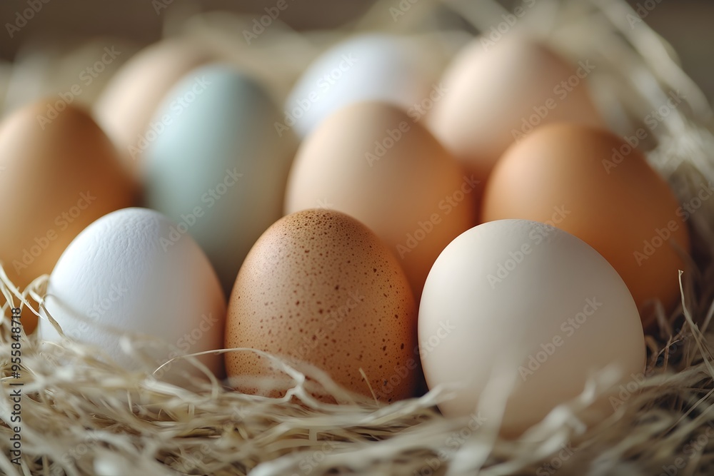 Eggs Arranged in a Nest with Natural Textures and Colors Eggs Arranged in a Nest with Natural Textures and Colors