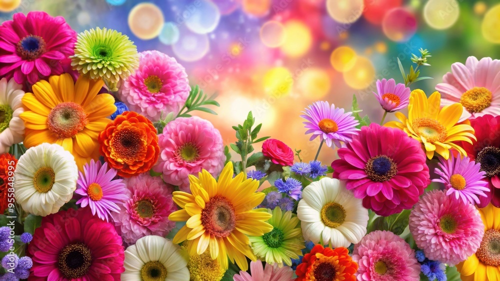 Colorful flowers in a beautiful wallpaper background, flowers, colorful, vibrant, botanical, bloom, garden, nature, petals