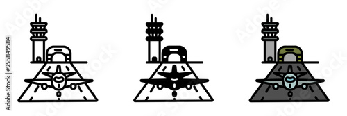Airbase Icon, A military facility providing operational support for aircraft, including runways, control towers, hangars, and personnel quarters.