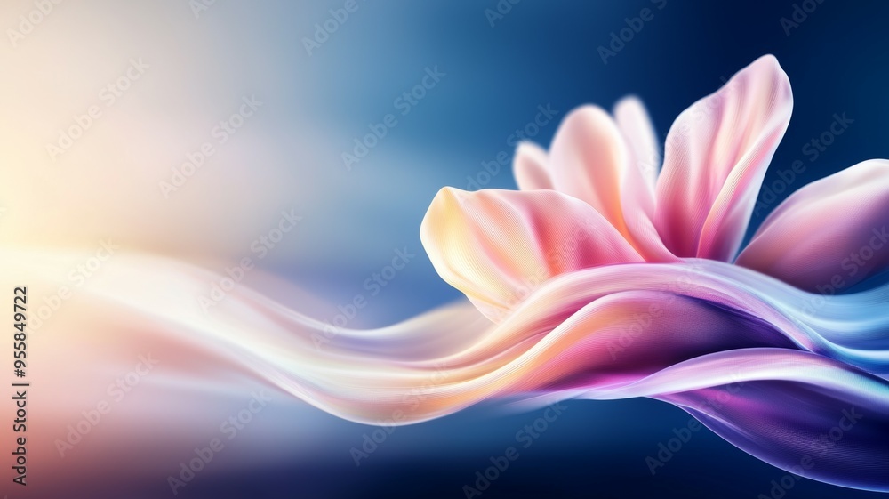 A flower with pink petals is floating in the air A flower with pink petals is floating in the air