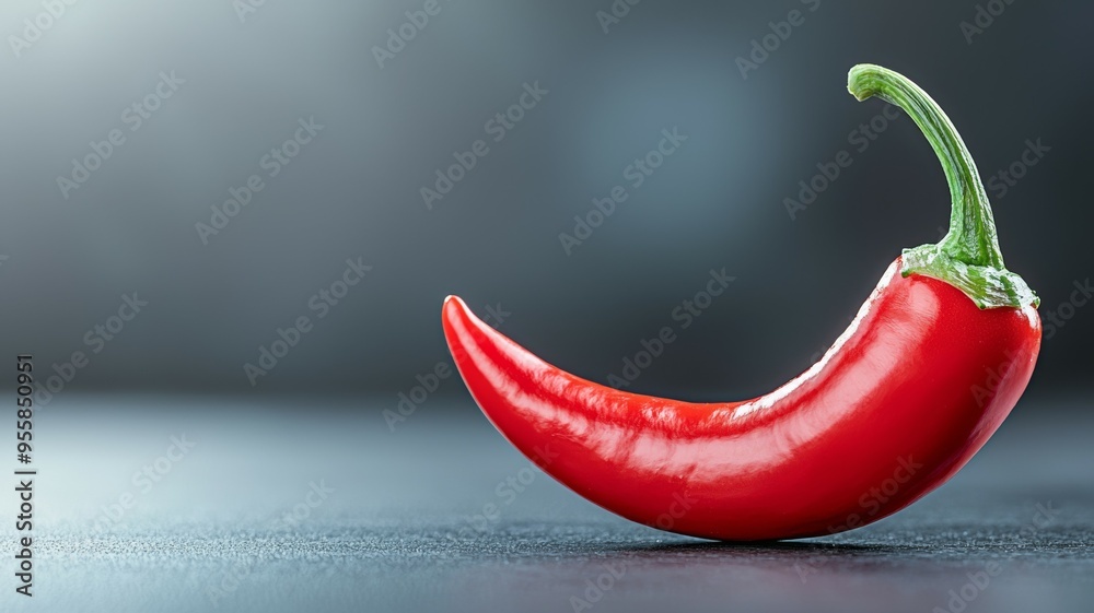 A red pepper is shown on a black background A red pepper is shown on a black background