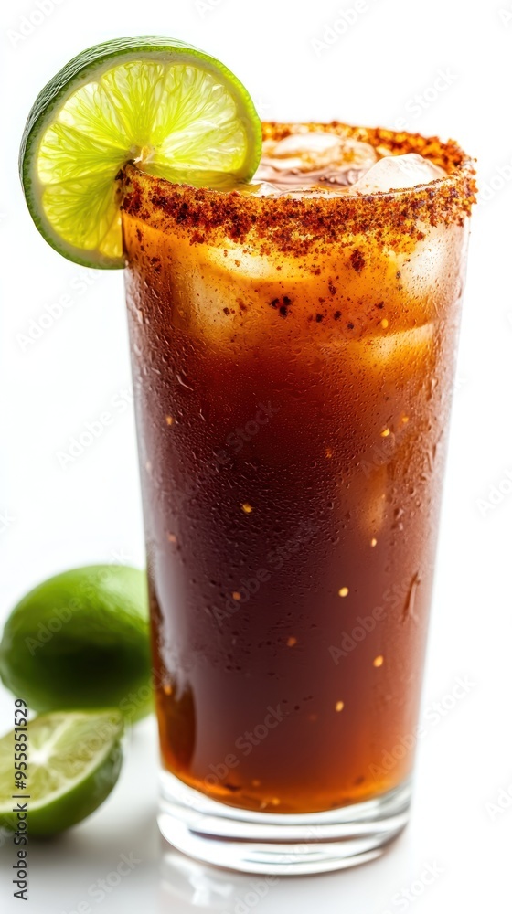 Michelada with Lime Wedge and Chili Powder Rim Michelada with Lime Wedge and Chili Powder Rim