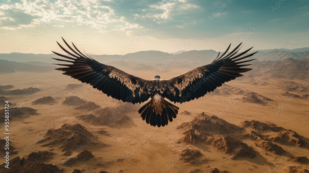 Obraz premium Eagle Soaring Over a Desert Landscape