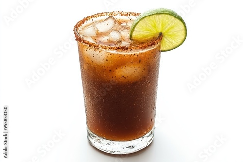 Michelada with Lime and Chili Powder Rim