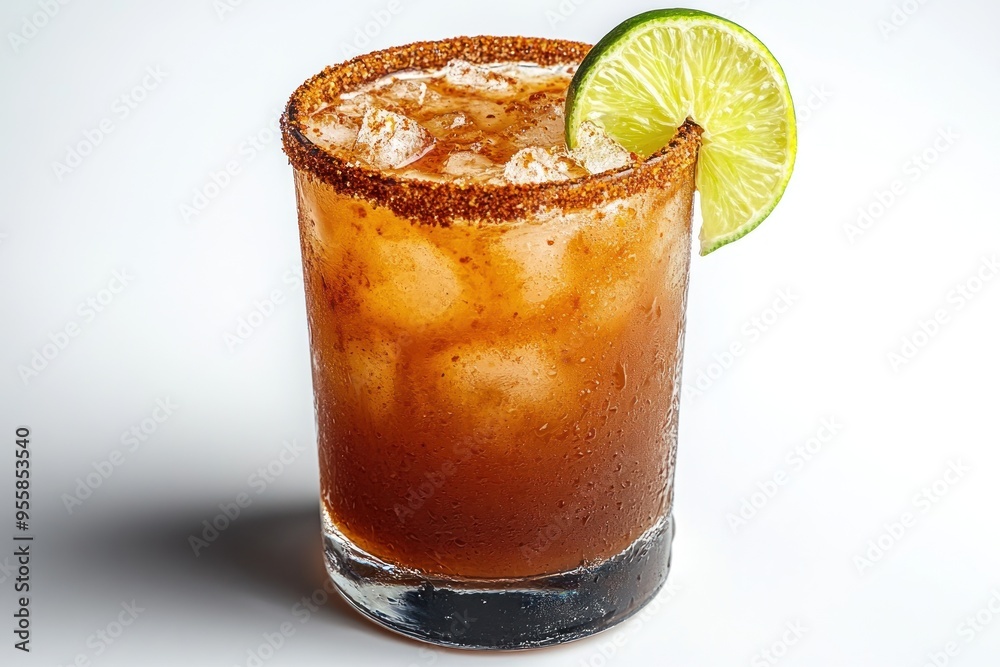 A Glass of Michelada with a Lime Wedge A Glass of Michelada with a Lime Wedge
