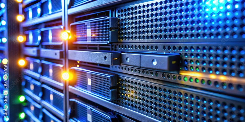 Close up view of blinking light on server in UHD resolution, server, technology, close up, data center Close up view of blinking light on server in UHD resolution, server, technology, close up, data center
