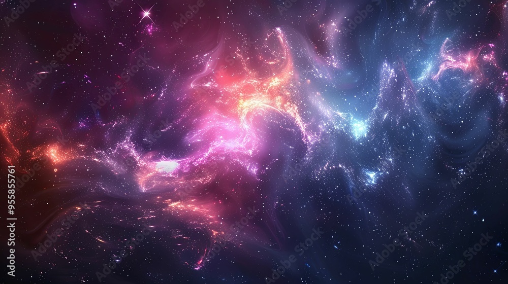 Cosmic Nebula with Vibrant Colors and Stars Cosmic Nebula with Vibrant Colors and Stars