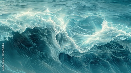 Abstract Watercolor Representation of Ocean Waves