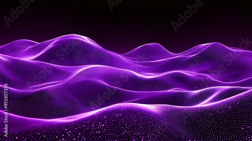 Dynamic Purple Waves with Glowing Particles.