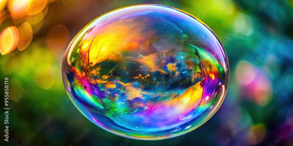 Abstract soap bubble with iridescent colors against blurred background, bubble, iridescent, abstract, colorful, shimmering Abstract soap bubble with iridescent colors against blurred background, bubble, iridescent, abstract, colorful, shimmering
