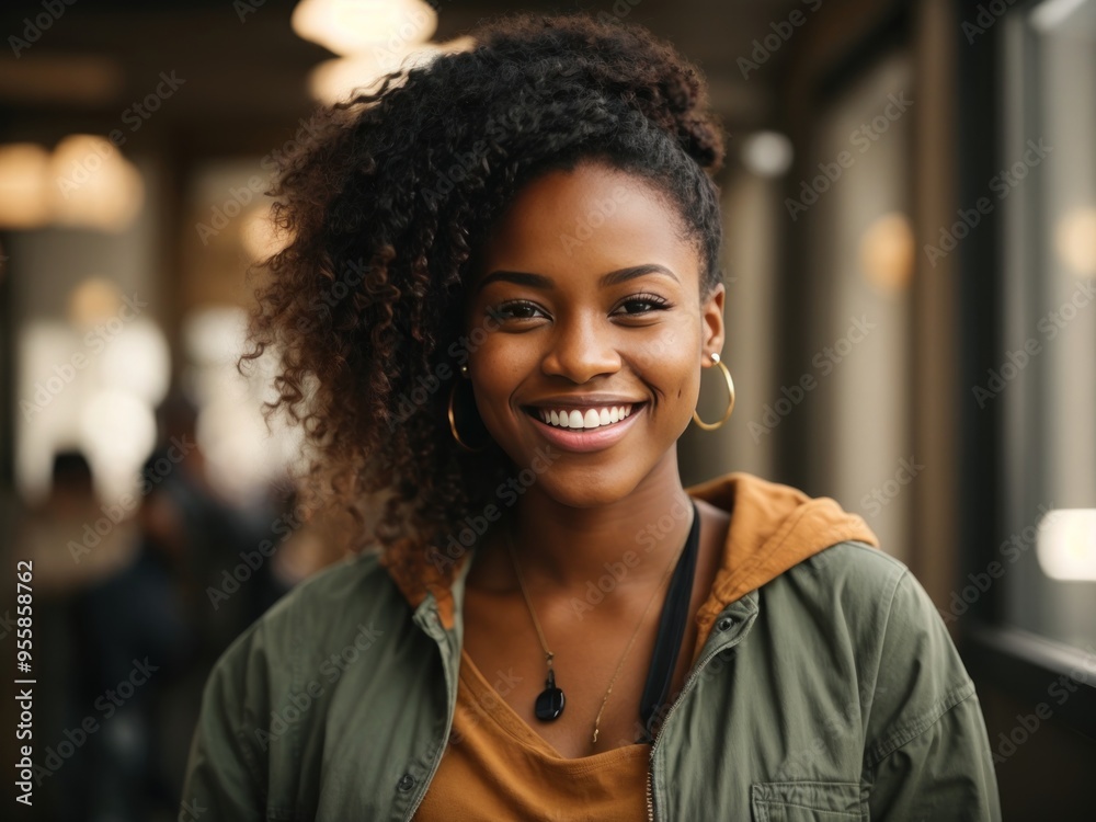 Fototapeta premium young afro women portrait in the city