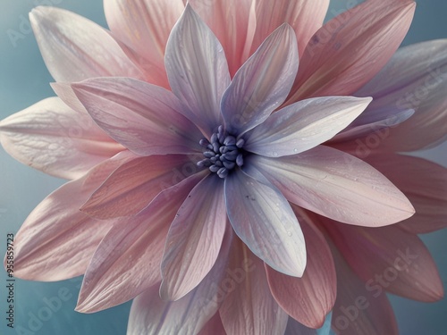 Delicate Blue and Peach Pastel Color Flower