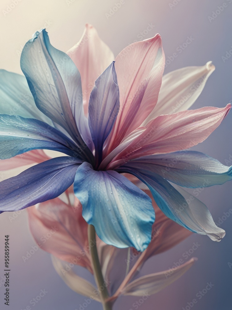 Delicate Blue and Peach Pastel Color Flower
