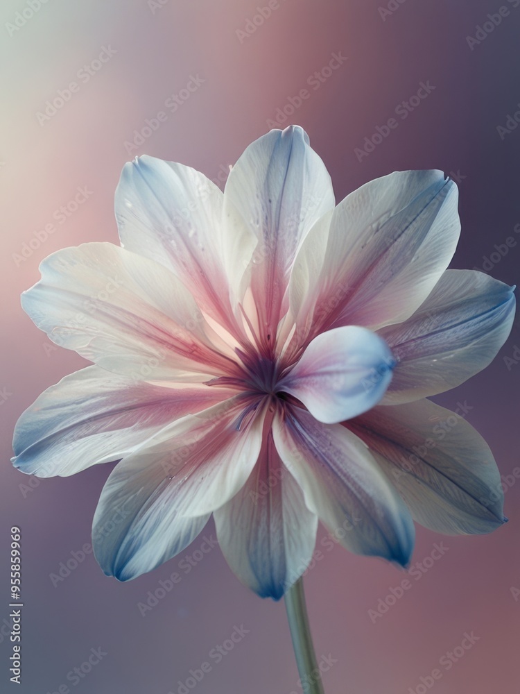 Fototapeta premium Delicate Blue and Peach Pastel Color Flower