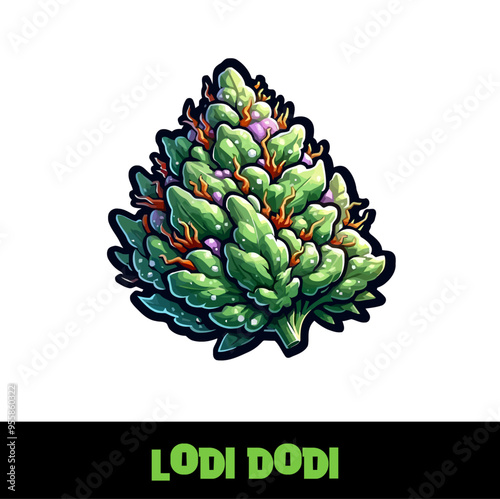 Vector Illustrated Lodi Dodi Cannabis Bud Strain Cartoon