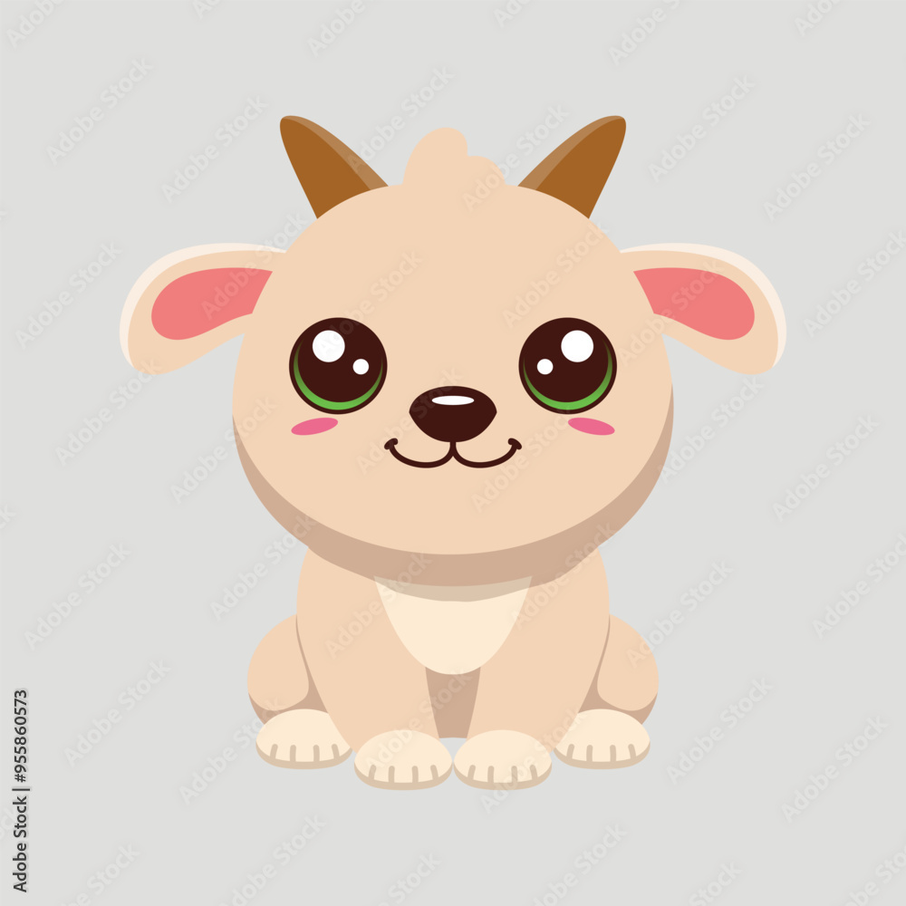 Cute goat animal cartoon illustration design Cute goat animal cartoon illustration design