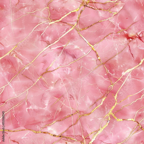 Pink marble background with golden line, pattern for seamless